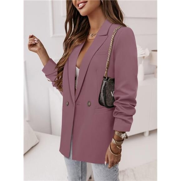 Women Casual Blazer Jacket Fashion Purple - Picture 3 of 5